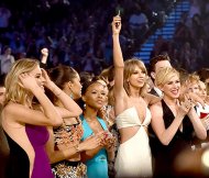 Martha Hunt, Zendaya, Serayah, Taylor Swift, and Molly Ringwald attend the 2015 Billboard Music Awards at MGM Grand Garden Arena on May 17, 2015 in Las Vegas, Nevada.